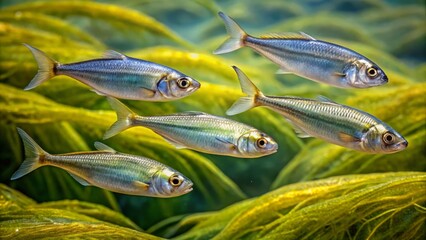 Freshwater Fish Swimming Among Aquatic Plants in Clear Water