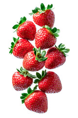 fresh strawberries - red berries on white background