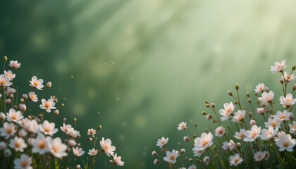 Blooming flowers in a serene nature scene close-up photography tranquil environment soft light outdoor beauty green background for relaxation