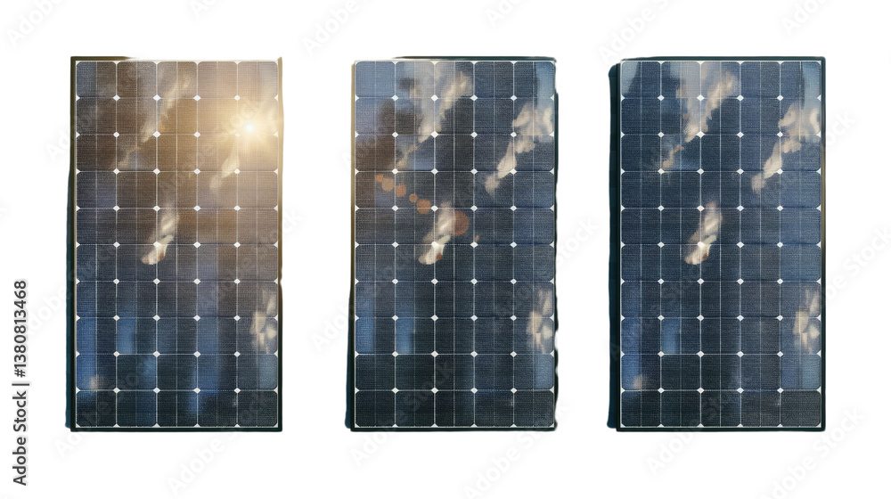 Aufkleber solar panel array in sunlight: an array of solar panels gleams in the bright sunshine, capturing the