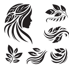 cut out, herb, icon set, meadow, no people, back lit, illustration, botany, flower, flowerbed