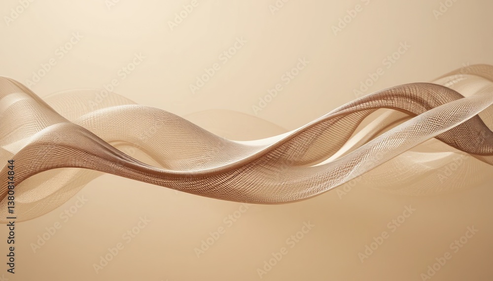 Poster flowing mesh waves in smooth beige color abstract art digital design minimalist aesthetic close-up v