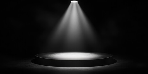 Spotlight on Circular Stage with Dark Background  