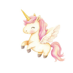 A unicorn is flying in the sky with a basketball net in its mouth. The image has a whimsical and playful mood, with the unicorn being the main focus of the scene