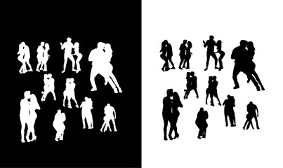 kizomba gander silhouette illustration, couple silhouette illustration, vector, design, art, illustration, symbol, icon, black, silhouettes, silhouette, white, romance, dance, dancing, love,