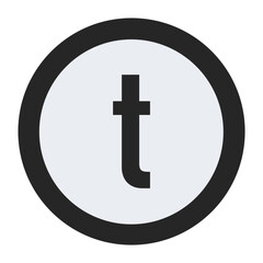 Fototapeta premium A minimalist vector featuring a bold black “t” in a white circle with a contrasting black border. Suitable for logos, stickers, or modern branding.