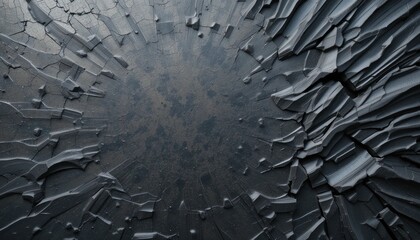 Explosive eruption of cracked texture abstract background digital artwork dark environment aerial view contemporary concept
