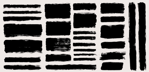 Vector brush stroke backgrounds collection. Painted rectangle, square, diagonal, long and wide shapes. Grunge distress texture. Artistic brush banners