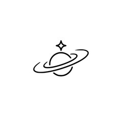 Minimalist Planet Logo: Star, Rings, and Space Icon