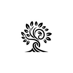 Elegant Black & White Tree Logo: Nature, Growth, and Organic Design