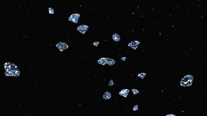 A collection of diamonds soaring through the air