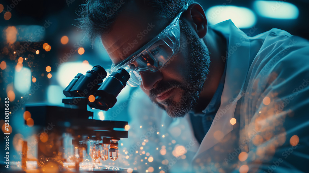 Poster exploring the world of scientific discovery through focused research in the lab