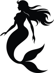Enchanting Mermaid Silhouette Vector & Icon Logo