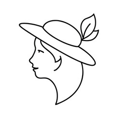 Minimalist Line Art of Person in Profile Wearing Stylish Attire