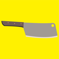Meat knife vector design, with yellow background. Simple vector illustration design