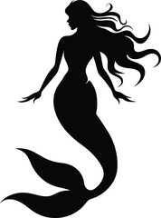 Enchanting Mermaid Silhouette Vector & Icon Logo