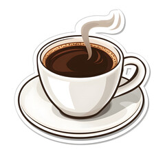 Obraz premium A steaming cup of rich black coffee in a white ceramic mug, perfect for a cozy morning.