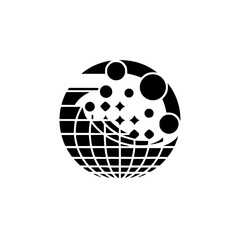 Abstract Globe with Stars and Bubbles, Black and White Vector