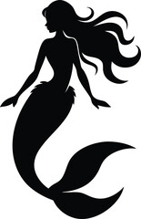 Enchanting Mermaid Silhouette Vector & Icon Logo