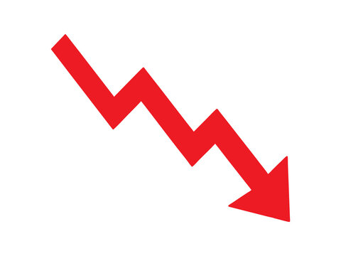 Red Downward Arrow Representing Economic Decline and Negative Growth Trends

