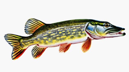 Fototapeta premium A colorful fish with yellow and green stripes swimming in the water