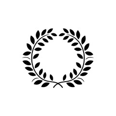 Obraz premium Elegant Black Laurel Wreath on White Background - Emblem, Logo, Design Element