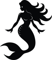 Enchanting Mermaid Silhouette Vector & Icon Logo