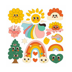 Fototapeta premium set of cartoon animals,set of colorful summer icons