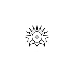Minimalist Sunburst Icon: Geometric, Black & White, Logo Design