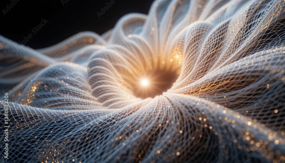 Poster dynamic light waves creating an ethereal spiral effect digital space abstract art futuristic environ