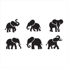 Obraz premium elephant set of animals silhouettes