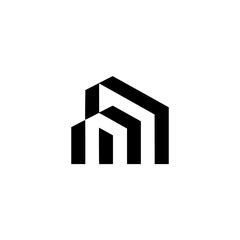 Minimalist House Icon: Geometric Black and White Logo Design