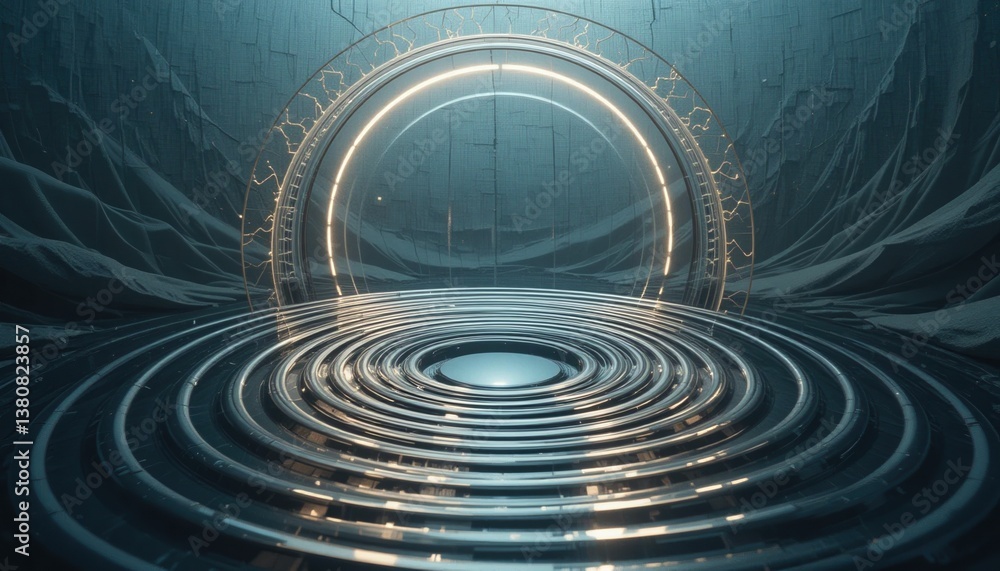 Aufkleber dynamic energy ripple effect in a sci-fi realm futuristic digital environment 3d visualization abstr
