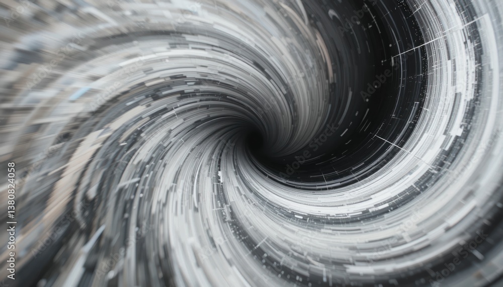 Poster exploring the infinite depths of a digital black hole virtual realm 3d animation abstract background
