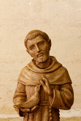 Statue of St. Francis of Assisi or Saint François d'Assise. Saint and Mystic of the Roman Catholic...