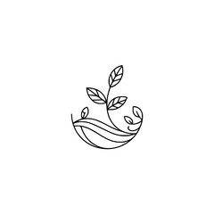 Fototapeta premium Minimalist Line Art Logo: Growing Plant, Organic, Modern, for Branding