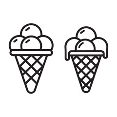 Hand-drawn silhouette and outline of Ice cream Icons