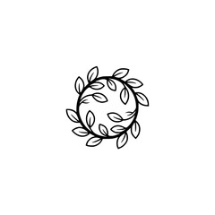 Elegant Leaf Wreath Logo on White Background, Minimalist Design