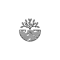 Minimalist Tree of Life Logo, Nature Symbol