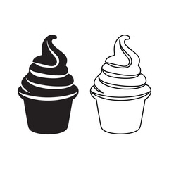 Silhouette and outline of Ice Cream Icons