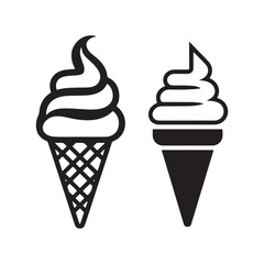 Silhouette and outline of Ice Cream Icons
