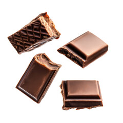 Obraz premium Falling Chocolate Bars on transparent background