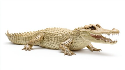 Naklejka premium Endangered species rehabilitation conservation wildlife. A detailed illustration of a crocodile, showcasing its distinct features and textures, emphasizing a realistic and artistic representation.