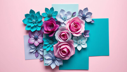 Colorful Paper Flowers Display on Pastel Backgrounds,Wallpaper