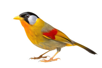 Naklejka premium Colorful bird perched with vibrant feathers and striking markings, ideal for nature enthusiasts and educational materials