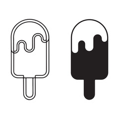 Silhouette and outline of Ice Cream Icons