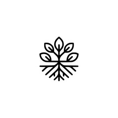 Minimalist Tree Logo: Roots & Leaves, Organic & Modern Design
