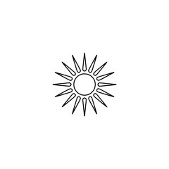 Minimalist Sun Outline on White: Weather, Logo, Icon, Illustration.