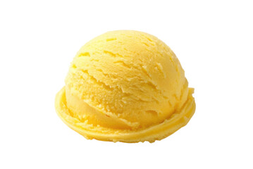 Creamy yellow dessert served in a round scoop with smooth texture perfect for summertime refreshment and enjoyment