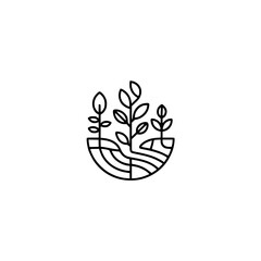 Minimalist Plant Logo: Line Art Design, Nature, Growth, Sustainability
